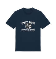 navy offensive t-shirt with a duct tape graphic and the slogan 'duct tape it can't fix stupid but it can muffle the sound'