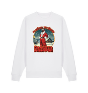 white christmas sweater with the graphic of snoop dogg in a santa outfit and the slogan 'fo shizzle my nizzle gangster wrapper'