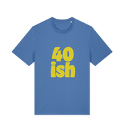 blue birthday t-shirt with the slogan '40-ish'
