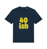 navy birthday t-shirt with the slogan '40-ish'