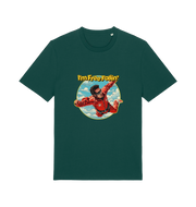 green music t-shirt with a graphic of a person in a red suit free falling with the slogan 'I'm Free Fallin'