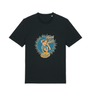 black funny rude t-shirt with the graphic of a retro housewife and the slogan 'hawk tuah spit on that thing'