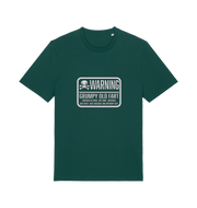 green retirement t-shirt with the slogan 'warning grumpy old man'