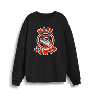 black christmas sweater with the graphic of santa inside a pentagram and the slogan 'hail santa'