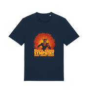 navy music t-shirt with the graphic of a devil and the slogan 'have some sympathy and some taste'