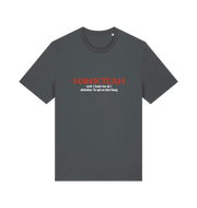 grey funny offensive t-shirt with the slogan 'hawk tuah'