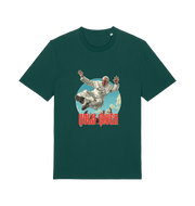 green music t-shirt with the graphic of the pope jumping and the slogan 'holy diver'