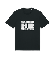 black funny t-shirt with the slogan 'walking hr violation'