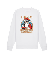 white christmas sweater with the graphic of santa on the telephone and the slogan 'i got ho's in different area codes'