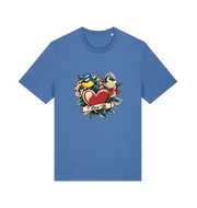 blue funny offensive t-shirt with the graphic of some garden birds and the slogan 'i love tits'