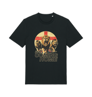 black football t-shirt with the graphic of three lions and the slogan 'it's coming home'