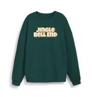 green christmas sweater with the slogan 'jingle bellend'