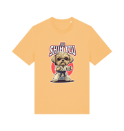yellow funny animal t-shirt with a Shih Tzu graphic wearing a martial arts uniform 
