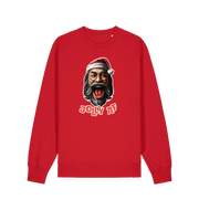 red xmas sweater with the graphic of santa and the slogan 'jolly af'