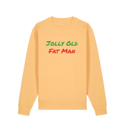 yellow christmas sweater with the slogan 'jolly old fat man'