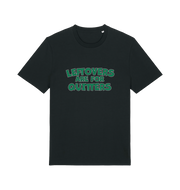 black xmas t-shirt with the slogan 'leftovers are for quitters'