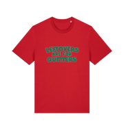 red xmas t-shirt with the slogan 'leftovers are for quitters'