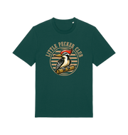 green funny offensive t-shirt with 'Little Pecker Club' graphic featuring a woodpecker 