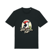 black funny animal t-shirt with a woodpecker graphic and the slogan 'little pecker club'