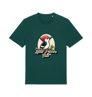 green funny animal t-shirt with a woodpecker graphic and the slogan 'little pecker club'