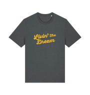 grey slogan t-shirt with 'livin the dream'