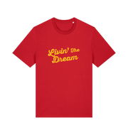 red slogan t-shirt with 'livin the dream'