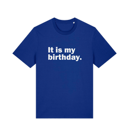 blue birthday t-shirt with the slogan 'it's my birthday'