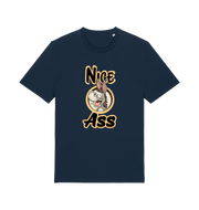 navy funny offensive t-shirt with the graphic of a donkey and the slogan 'nice ass'