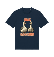 navy matching t-shirt with the graphic of two geese and the slogan 'nice honkers'
