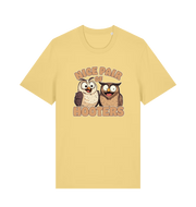 yellow matching t-shirt with a pair of cartoon owls and the slogan 'nice pair of hooters'
