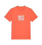 orange funny slogan t-shirt with 'not old just well aged'