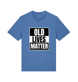 blue slogan t-shirt with 'old lives matter'