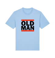 light blue slogan t-shirt with 'old man'