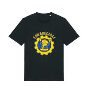 black gaming t-shirt with the graphic of ralph wiggum in a vault tec uniform and the slogan 'i am special'