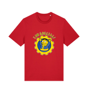 red gaming t-shirt with the graphic of ralph wiggum in a vault tec uniform and the slogan 'i am special'