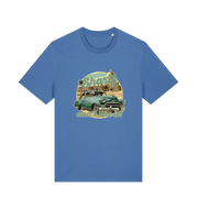 blue music t-shirt with the graphic of a car and the slogan 'sharif don't like it'