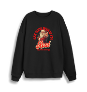 black christmas sweater with the graphic of santa and the slogan 'ask your mum if i'm real'