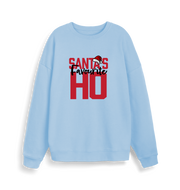 light blue xmas sweater with the slogan 'santa's favourite ho'