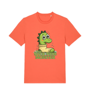orange animal t-shirt with the graphic of nessie in a sock and the slogan 'the sock ness monster'