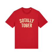red funny slogan t-shirt with 'sotally tober'