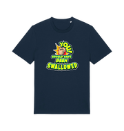 navy funny offensive t-shirt with the slogan 'you should have been swallowed'