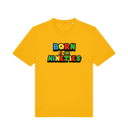 yellow slogan t-shirt with 'born in the nineties'