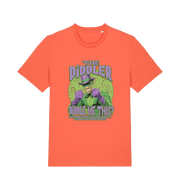 orange funny offensive t-shirt with the  graphic mashup of Sean Diddy Combs reimagined as The Riddler