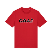 red slogan t-shirt with 'goat'