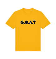 yellow slogan t-shirt with 'goat'