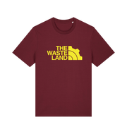 burgundy gaming t-shirt with the slogan 'the wasteland'