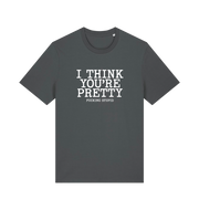 grey funny offensive t-shirt with 'i think you're pretty fucking stupid'