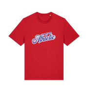 red funny slogan t-shirt with 'used to be athletic'