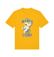 yellow geek t-shirt with the graphic of a wampa and the slogan 'the wampa stomp'