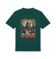 green music t-shirt with the graphic of a werewolf reading a book and the slogan 'werewolves of london'